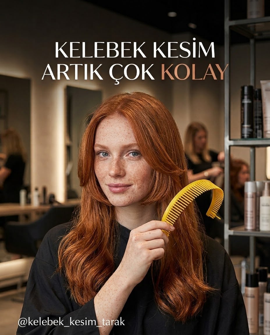 Salonda Bomias Kelebek Kesim Tarağı tutan model